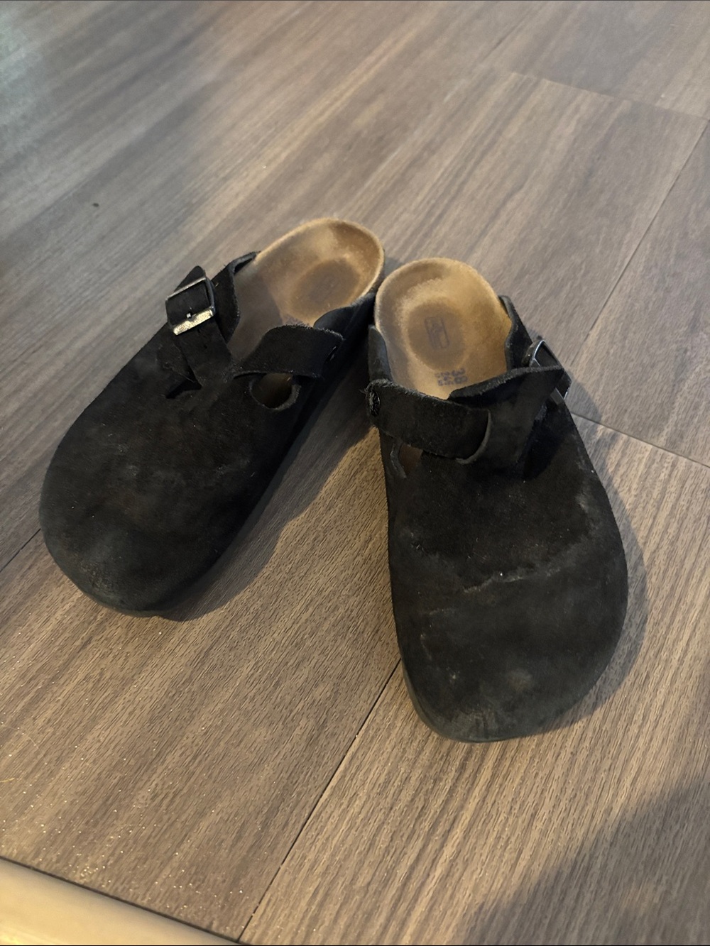Birkenstock Black Suede Slip-On Clog with Buckle